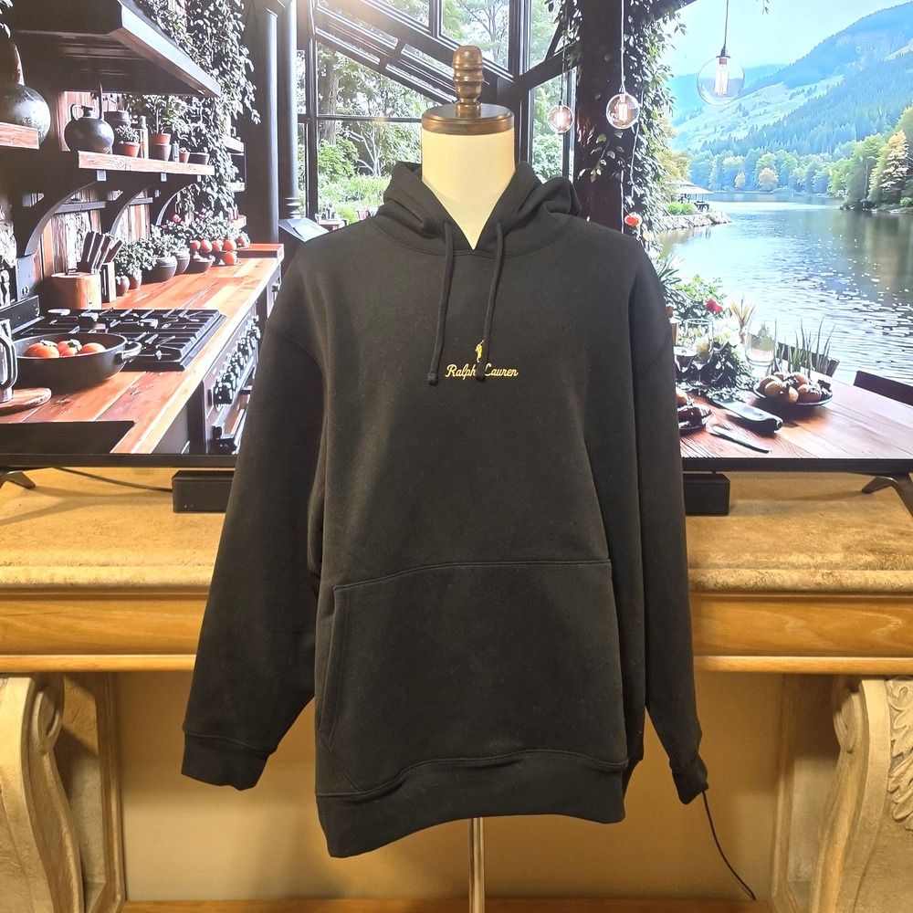 POLO RALPH LAUREN Mens 3XB Black Hoodie Sweatshirt Kangaroo Pocket NWT - $228